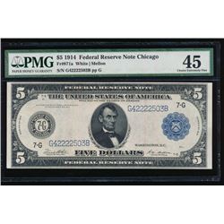 1914 $5 Chicago Federal Reserve Note PMG 45