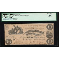 1861 $10 Confederate States of America Note PCGS 25