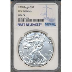 2018 $1 American Silver Eagle Coin NGC MS70