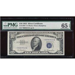 1953 $10 Silver Certificate Star Note PMG 65EPQ