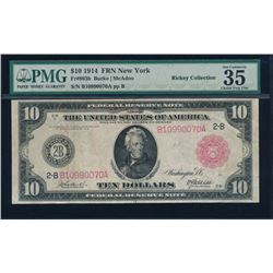 1914 $10 Red Seal New York Federal Reserve Note PMG 35