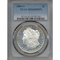 1884-O $1 Morgan Silver Dollar Coin PCGS MS63DMPL