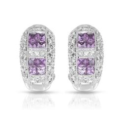 18KT White Gold 0.55ctw Pink Sapphire and Diamond Earrings