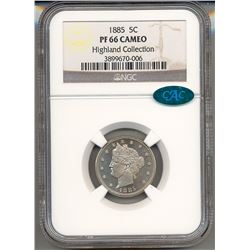 1885 V Cent Coin NGC PF66 Cameo CAC