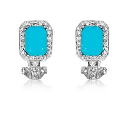 14KT White Gold 2.83ctw Turquoise and Diamond Earrings