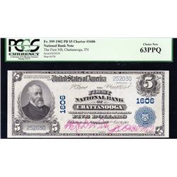 1902 $5 Chattanooga National Bank Note PCGS 63PPQ