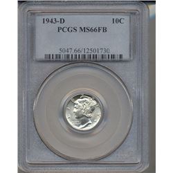 1943-D Mercury Dime Coin PCGS MS66FB