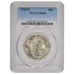 1943-S Walking Liberty Half Dollar Coin PCGS MS65