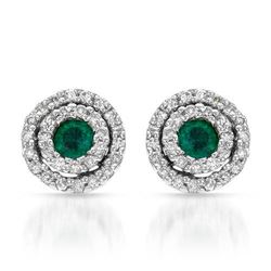 14KT White Gold 0.24ctw Emerald and Diamond Earrings