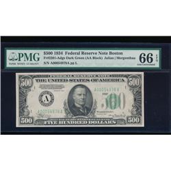 1934 $500 Boston Federal Reserve Note PMG 66EPQ