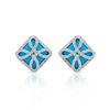 Image 1 : 14KT White Gold 15.14ctw Turquoise and Diamond Earrings