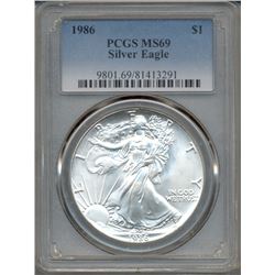 1986 $1 American Silver Eagle Coin PCGS MS69