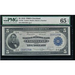 1918 $5 Cleveland Federal Reserve Bank Note PMG 65EPQ