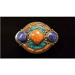 Turquoise Blue Lapis Red Coral Ring