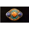 Image 1 : Turquoise Blue Lapis Red Coral Ring