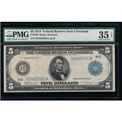 1914 $5 Cleveland Federal Reserve Note PMG 35EPQ