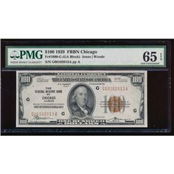 1929 $100 Chicago Federal Reserve Bank Note PMG 65EPQ