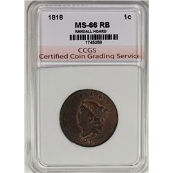 1818 LARGE CENT FROM THE FAMOUS RANDALL HOARD