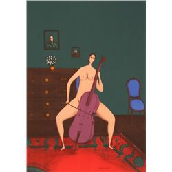 Branko Bahunek, The Cellist, Lithograph
