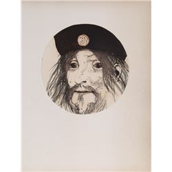 Leonard Baskin, Portrait in Hat, Etching