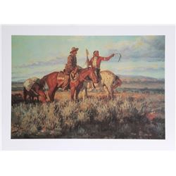 Joe Beeler, Seeking Directions, Lithograph