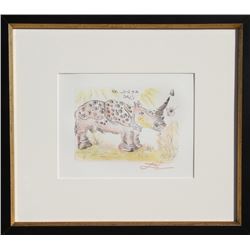 Salvador Dali, Rhinoceros, Restrike Etching