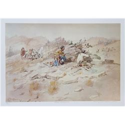 Charles Marion Russell, Indian Stalking Elk, Lithograph