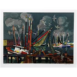 Millard Owen Sheets, Fisherman, Lithograph