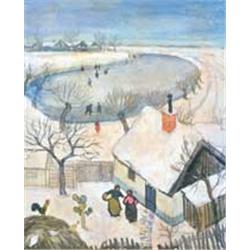 Tibor Pólya (1886-1937) - Skaters in winter