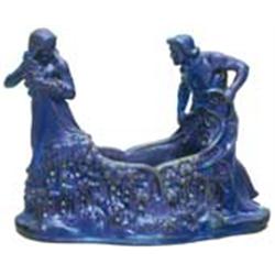 Ornamental plate with man and woman figure, Zsolnay, around 1910 