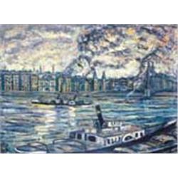 Emil Vén (1902-1984) - The panorama of Pest with the Szabadság (Freedom) bridge 