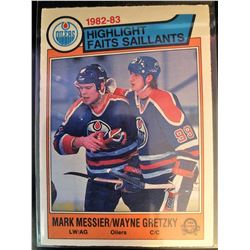 1983-84 O-Pee-Chee Mark Messier, Wayne Gretzky Card #23 Highlight