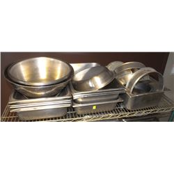 SHELF OF ASSORTED STAINLESS STEEL INSERTS & BOWLS