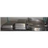 Image 1 : SHELF OF ASSORTED STAINLESS STEEL PANS AND TRAYS