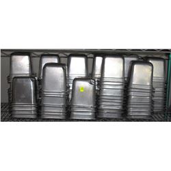 SHELF OF ASSORTED STAINLESS STEEL INSERTS