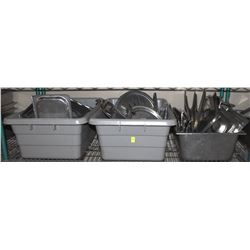 SHELF OF ASSORTED STAINLESS STEEL INSERT LIDS