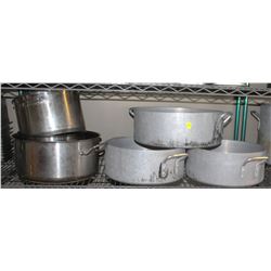 SHELF OF ASSORTED SIZE STOCK POTS