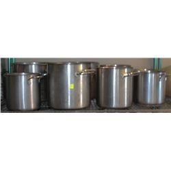 SHELF OF ASSORTED SIZE STOCK POTS