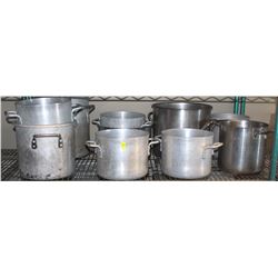 SHELF OF ASSORTED SIZE STOCK POTS