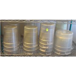 SHELF OF ASSORTED SIZE INGREDIENT STORAGE BINS