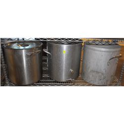 LOT  OF 3 ASSORTED STOCK POTS