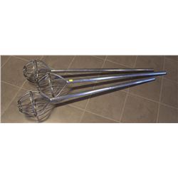 LOT  OF 3 STAINLESS STEEL MIXING WHISKS