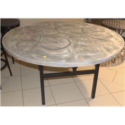 5FT ROUND BRUSHED ALUMINUM FOLDING TABLE