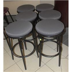 LOT OF 6 BLACK FRAMED BAR STOOL