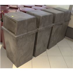 LOT OF 4 BROWN RUBBERMAID COMMERCIAL GARBAGE BINS