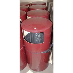 LOT OF 4 BURGUNDY GARBAGE BINS