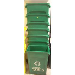 LOT OF 9 GREEN RECYCLING BINS