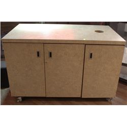 CONDIMENT STATION ON CASTORS W/ STORAGE