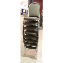 LOT OF 8 STACKING CHAIRS WITH CHROME LEGS