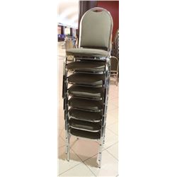 LOT OF 8 STACKING CHAIRS WITH CHROME LEGS